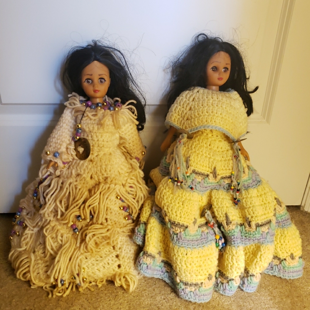 2 Crochet American Indian Dolls need some tlc